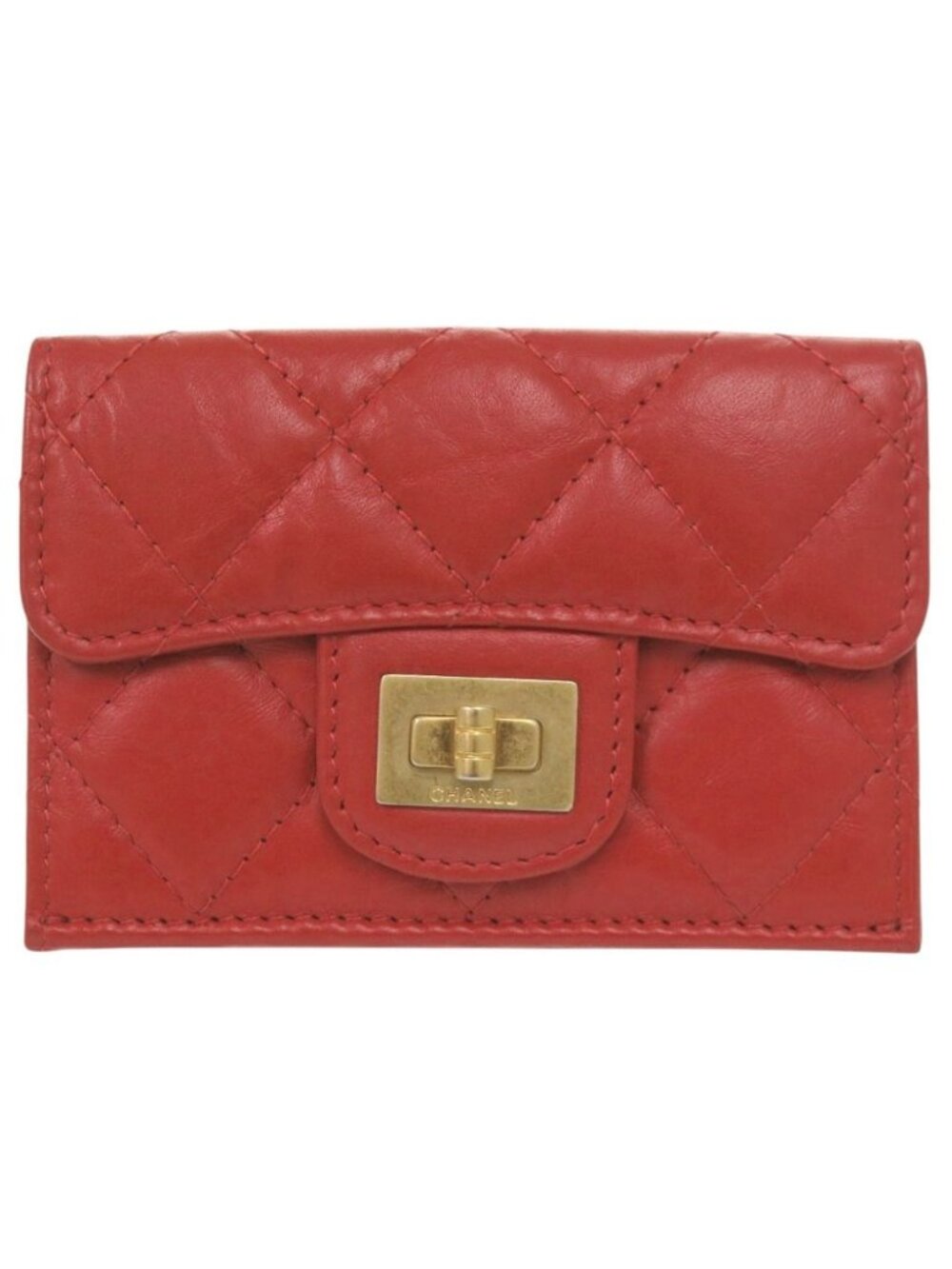 Chanel 2.55 Compact Wallet Leather Red Trifold